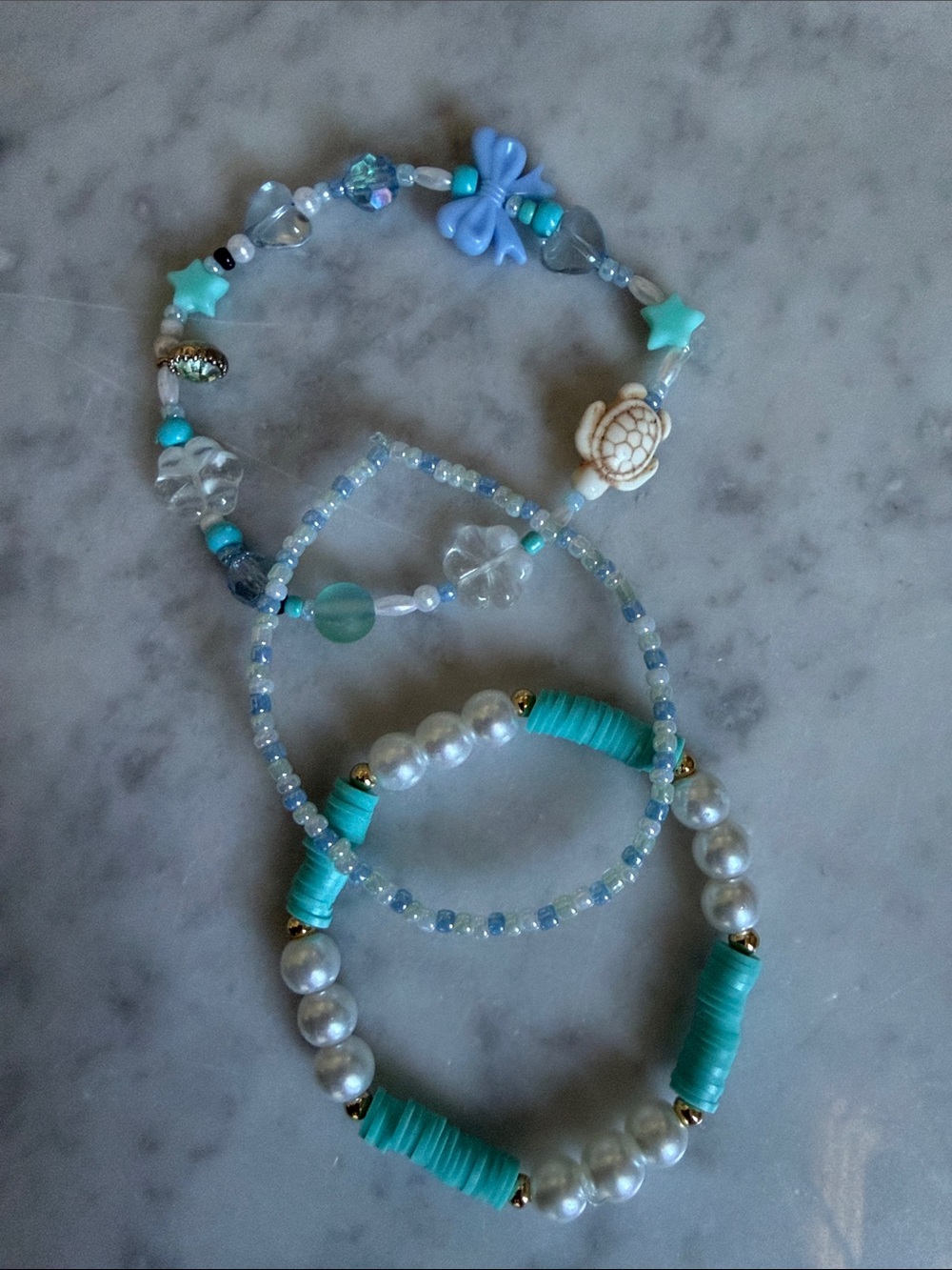 Kids Turquoise Sea-Bead Bracelet Set - Brand Unknown